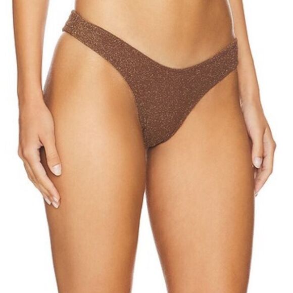 Lioness Zuma Bottom Chocolate Shimmer Bikini Bottoms swim separate Revolve M - Picture 2 of 9